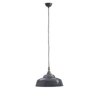 Orsina Grey Large Pendant Light, Bowl-Shaped Iron Shade With Cord, Contemporary Scandi Pendant Ceiling Light
