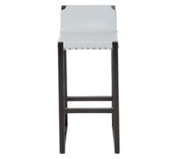 Orsina Grey Leather Bar Stool,kitchen Seat With Comfy Footrest,sustainable Teak Wood Framed Stool,counter Seat