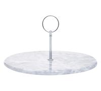 Orsina Grey Marble Cake Stand, Gold Handle Dessert Platter, Solid Marble Pastry Serving Plate, Marble Treats Stand in Silver Orsina Silver