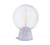 Orsina Grey Marble Globe Table Lamp, Solid Grey Marble Base With Clear Glass Globe, Stylish Snow Globe Effect Light Orsina Grey