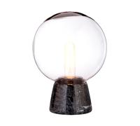 Orsina Grey Marble Globe Table Lamp, Solid Grey Marble Base With Clear Glass Globe, Stylish Snow Globe Effect Light in Black Orsina Black