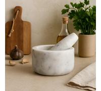 Orsina Grey Marble Mortar And Pestle, Durable 250Ml Marble Grinder For Kitchen, Non-Porous Handcrafted