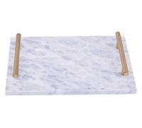 Orsina Grey Marble Serving Board With Gold Handles, Durable Natural Stone Tray For Kitchen Use