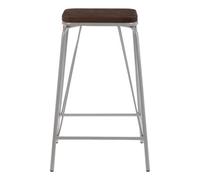 Sleek Metal and Elm Wood Stool, Sturdy And Reliable Large Square Stool, Wooden Bar Stool for Home Bar Premier Housewares Grey One Size