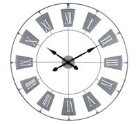 Striking Design Metal Wall Clock Roman Numerals, Grey - 90 x 4 cm