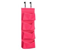 Orsina Grey Polyester Over Door Hanging Organiser, 4-Pocket Fabric Storage With Metal Hooks For Easy Mounting in Pink Orsina Pink