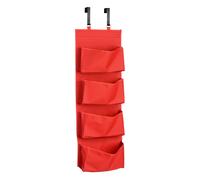 Orsina Grey Polyester Over Door Hanging Organiser, 4-Pocket Fabric Storage With Metal Hooks For Easy Mounting in Red Orsina Red