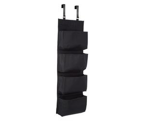 Orsina Grey Polyester Over Door Hanging Organiser, 4-Pocket Fabric Storage With Metal Hooks For Easy Mounting in Black Orsina Black
