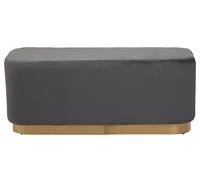 Orsina Grey Rectangle Stool with Gold Base, Velvet Upholstered Makeup Stool, Pouffe Footstool with Modern Link Orsina Grey