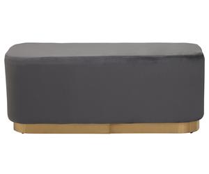 Orsina Grey Rectangle Stool with Gold Base, Velvet Upholstered Makeup Stool, Pouffe Footstool with Modern Link Orsina Grey