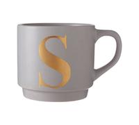 Orsina Grey S Letter Mug,reusable Mug With Gold Etched "s" On Muted Grey Base,ideal For Coffee, Tea, Or Hot Drinks