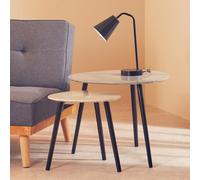 Premier Houseware Set of 2 Light Grey Triangular Coffee Table For Living Room/Bedroom Light Grey Oak Ven/Black Trim Contemporary Style Tables For Living Room/Dressing Rooms 60 x 60 x 48