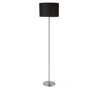 Orsina Grey Shade Floor Lamp, Polished Chrome Stainless Steel Stand, Waffle Fabric Drum Shade, Floor Lamp With in Black Orsina Black