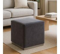 Orsina Grey & Silver Square Footstool, Velvet Ottoman Footstool with Silver Base, Pouffe Footstool for Home Orsina Grey