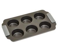 Orsina Grey Six Cup Muffin Tray, Solid Metal Non Stick Muffin Tray With Heat Resistant Handles, Muffin Cupcake Tray