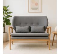 Orsina Grey Sofa With Birchwood Frame, Comfy Fabric Seat, Easy to Clean Buttoned Sofa, Long-lasting Small Sofa Orsina Grey