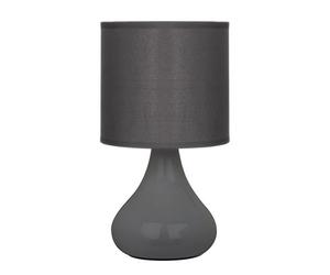Orsina Grey Table Lamp, Curved Ceramic Base With Subtle Ribbed Detailing, Soft Fabric Shade For Ambient Lighting,