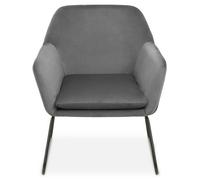 Orsina Grey Velvet Black Frame Armchair, Easy Care Velvet Chairs, Indoor Dining With Velvet Dining Chair