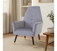 Orsina Grey Velvet Button Chair, Highback Velvet Buttoned Chair, Long-Lasting Velvet Dining Armchair
