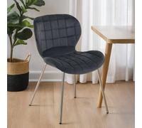 Orsina Grey Velvet Dining Chair, Versatile Velvet Upholstered Accent Dining Table Chair, Sleek Silver Finish Legs