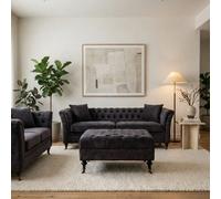 Orsina Grey Velvet Storage Ottoman