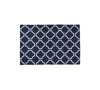 Orsina Grey White & Green Rug, Modern Hand Woven Flatweave Rug with Geometric Oval Pattern, Durable Cotton in Blue | Size: 120 cm x 180 cm Orsina Blue 120 cm x 180 cm