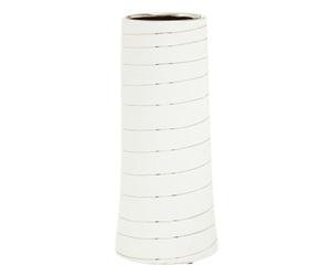 Orsina Haldis Small White Silver Stripe Ceramic Vase