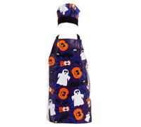 Orsina Halloween Childrens Spooky Chef Set, Fun Cotton Apron, Glove, And Hat With Ghost Pumpkin Print