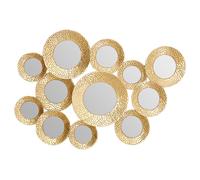 Orsina Hammered Silver Wall Mirror, Vintage Textured Finish Multi-Circle Wall Mirror, Entryway Accent Mirror in Gold Orsina Gold
