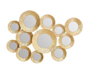 Orsina Hammered Silver Wall Mirror, Vintage Textured Finish Multi-Circle Wall Mirror, Entryway Accent Mirror in Gold Orsina Gold