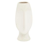 Orsina Handcrafted Stoneware Face Large Vase, Modern Free Standing Vase, Contemporary Flower Vase, Stoneware Vase in White Orsina White