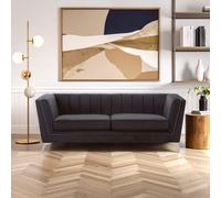 Orsina Hansa Three Seat Black Velvet Sofa