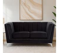 Orsina Hansa Two Seat Velvet Sofa in Black Orsina Black