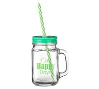 Orsina Happy Days Square Mason Jar Mug in Green Orsina Green