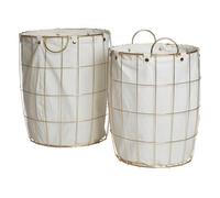 Premier Housewares Set of 2 Round Laundry Baskets with Gold Plate Frame