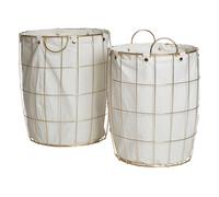 Orsina Harga Set Of Two Round Gold Wire Laundry Baskets Orsina Gold