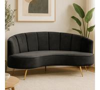 Orsina Hasna Three Seat Black Velvet Sofa