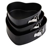 Orsina Heart Shaped Cake Tin Set Of 3, Non-Stick Springform Tins For Baking Romantic Cakes, Durable Carbon Steel in Black Orsina Black