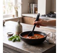 Orsina Heat-Resistant Light Pink Silicone Spoon, Stain Resistant Cooking Spoon, Kitchen Tool With Hanging Loop in Black Orsina Black