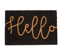 Orsina Hello' Black Coir Doormat, Stylish Monochrome Welcome Mat With Durable PVC Backing, Hard-Wearing | Size: Medium Orsina Black Medium
