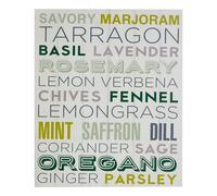 Orsina Herbs Design Wall Plaque, Wooden Sign Featuring Hand-Drawn Herb Illustrations, Adds Botanical Charm in White Orsina White