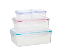 Premier Housewares Rectangular Food Storage Containers with Lids, Set of 4, W21cm x D21cm x H12cm Multi-colour,One Size