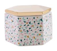Orsina Hexagonal Ceramic Storage Jar With Terrazzo Flecks, Canister With Gold-Coated Lid, Biscuit Barrel For Kitchen Orsina Multicolor