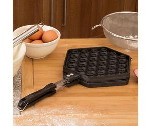 Orsina Hexagonal Eggette Waffle Maker, Bubble Waffle Griddle, Eggette Maker With Bakelite Handle & Secure Lock in Black Orsina Black