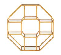 Orsina Hexagonal Shelf Unit, Elegant Mirrored Storage Shelf Unit, Antique Luxe Design Decorative Wall Unit in Gold Orsina Gold