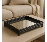 Orsina Hiba Black Finish Bamboo Effect Mirrored Tray