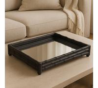 Orsina Hiba Black Finish Bamboo Effect Mirrored Tray Orsina Black