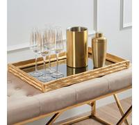 Orsina Hiba Gold Finish Bamboo Effect Mirrored Tray