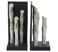 Orsina Hiba Set Of Two Silver Finish Bamboo Effect Bookends Orsina Silver