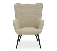 Orsina High Back Natural Fabric Armchair With Black Legs, Versatile Durable Armchair, Easy To Maintain Bucket Chair